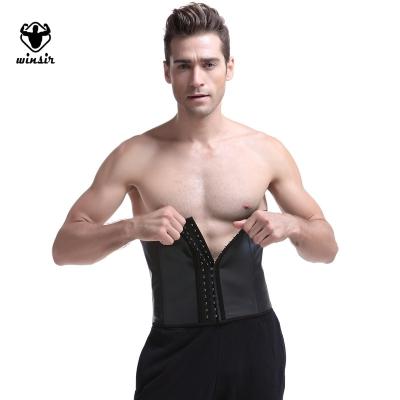 China Wholesales Breathable Fitness Body Shaper Sweat Belt Sauna Suit 100% Latex Corsets Waist Trainer For Men With Steel Bone for sale