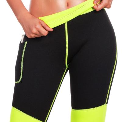 China Women Sauna Breathable Shorts Pants With Belt Hot Sweat Neoprene Waist Trainer Pants Capris Fat Control Sweat Leggings for sale