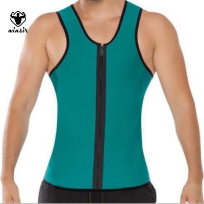 China Antibacterial Men's Gym Shape Wear Slim Corset Neoprene Sauna Zipper Body Shaper Tank Top Shirt Waist Trainer Vest For Weight Loss for sale