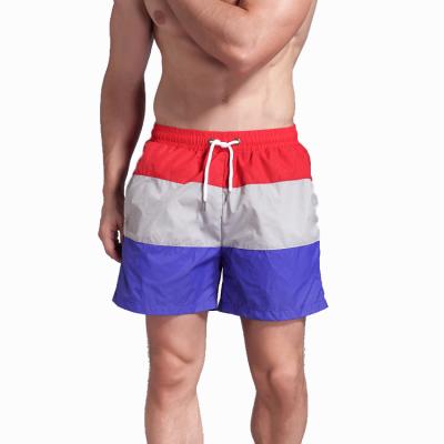 China Custom Logo Cheap Color Stripe Anti-UV Mens Swim And Beach Wear Shorts for sale