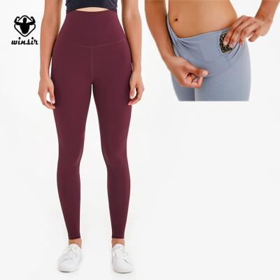 China OEM & ODM Breathable Waist Tummy Control Workout Pants Top For Women 4 Way Stretch Yoga Pants Gaiters With Pockets for sale