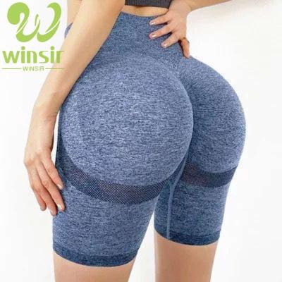 China 2020 Manufacturer Women's Antibacterial Gym Sportswear Gray Nylon Seamless Contour High Waisted Gym Sports Wear To Wear Butt Yoga Shorts for sale