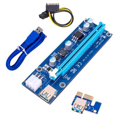 China 009s Plus Golden Card 009s Molex 6Pin Riser VER009S PCI Express PCIE PCI-E To SATA 1X 16X USB3.0 LED Adapter for sale