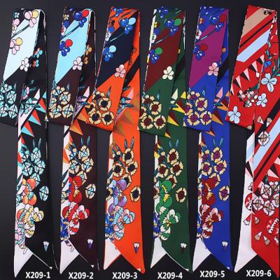 China Tote Bag Silk Scarf, silk satin scarf handle wrap bag ribbon scarves twillies for women 603215 for sale