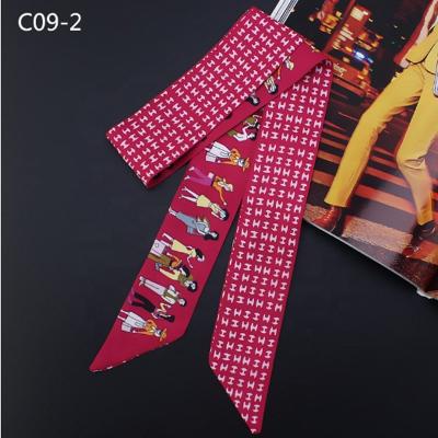 China Madame Bag Ribbons Letter Silk Scarf 2019 Small For Women Paris Holiday Print Head Scarf Handle Bag Ribbon Scarves Long, 603268 for sale