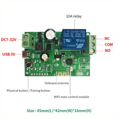 China Wifi Smart Remote Control Module Inching Momentary/Self-locking/Coupling Relay Switch Module 080038 for sale