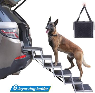 China Dog Stairs Foldable Portable Aluminum Dog Steps Folding Dog Ramp For SUV Car Pet Loader for sale