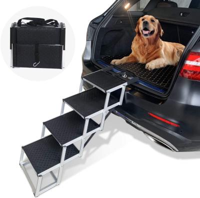 China CANBO Travel Aluminum Dog Stairs Foldable Dog Car Steps Stairs For Large Dogs Ladder Pet Ramp for sale