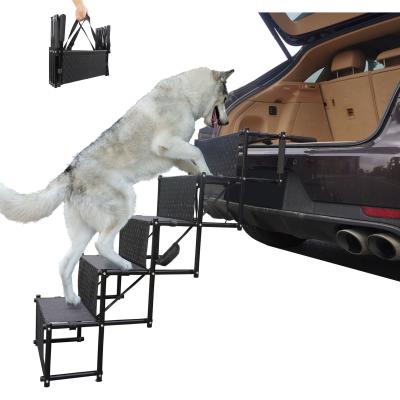 China CANBO Travel Upgrades Portable 5 Steps Pet Foldable Ramp Dog Car Portable Folding Dog Ladder For Cars for sale