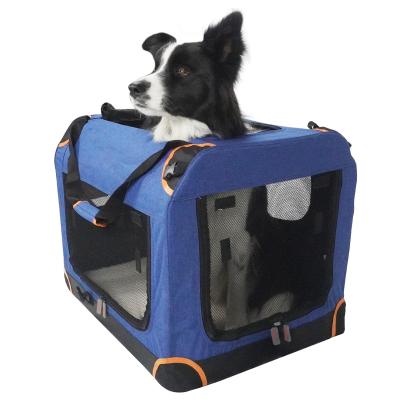 China Sustainable Portable Pet Travel Bag Dog Carrier For Car Steel Frame Outdoor Pet Crate Light Weight for sale