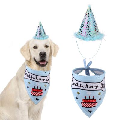 China Viable Wholesale Dog Birthday Hat Set Triangle Dog Bandana Birthday Pet Accessories Dress for sale