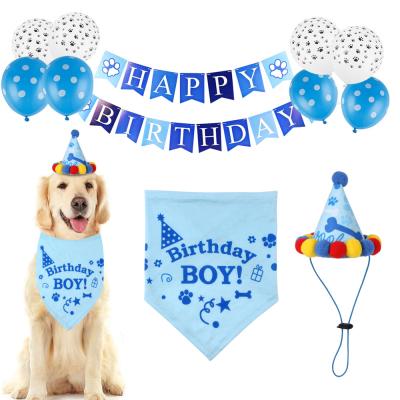 China Viable Dog Cat Birthday Triangle Scarf Set Hat Balloon Crown Party Supplies Decoration Dress for sale