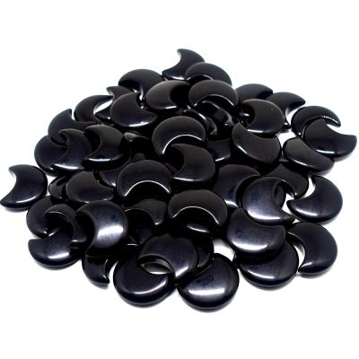 China China High Quality 30mm Carving Crafts Moon Crystal Polished Moon Shape Natural Fengshui About Healing For Home Decoration Black Obsidian for sale