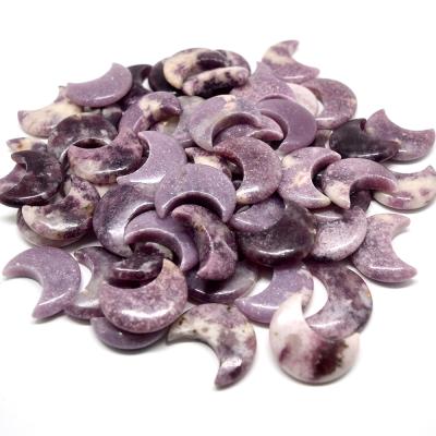 China China Wholesale Customized Hand Carved Cute Moon Shaped Natural Rhodonite Stone Crafts Purple Mica for sale