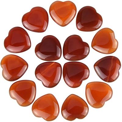 China Natural China Red Agate Gem Stone Opens Grade Gem 20mm Puffy Love Heart For Decoration for sale