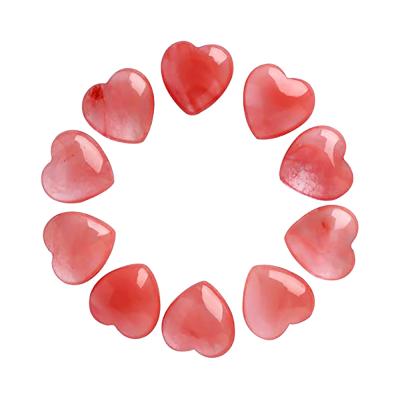 China Natural China Watermelon Quartz Heart Gemstone Open 20mm Grade Puffy Love Heart For Decoration for sale