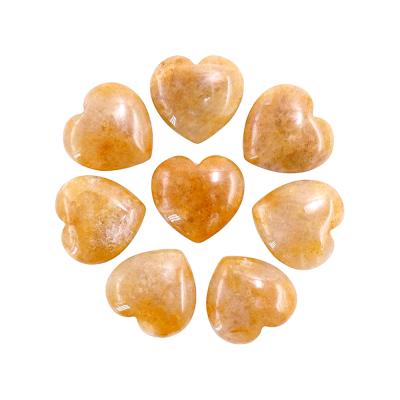 China China Natural Yellow Gem Jade Heart Stone Open 20mm Grade Puffy Love Heart For Decoration for sale