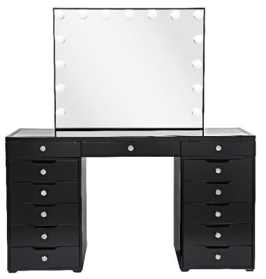 China (Other) 2021 Hottest Style Bedroom Hotel OEM Cheapest Makeup Station Adjustable Vanity Table Apartment 13 Drawers With Lighted Mirror for sale