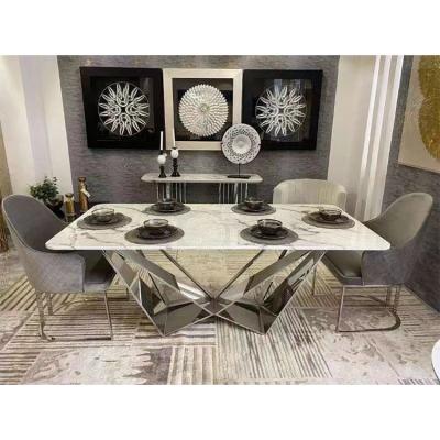 China Factory direct sale OEM factory direct sale kitchen furniture luxury marble frame luxury marble stainless steel top dining table (other) for sale