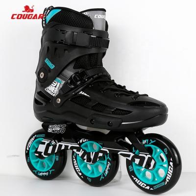 China With Transparent TPR Air Cushion Cougar Customized Hard Shell Boot PU Slalom Freestyle Three Big 3 Wheels Built-in Roller Skates For Adult Boy Girl Women Men Youth for sale