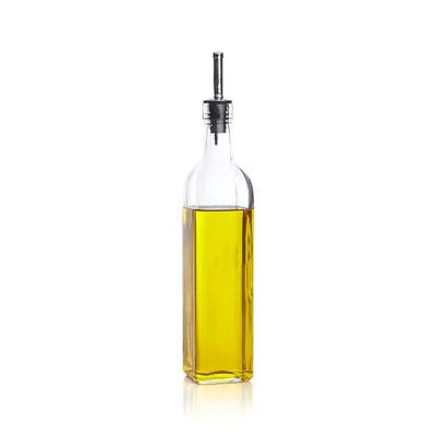 China Storage 100ml 250ml 500ml 750ml Olive Oil Bottles Square Cooking Clear Glass Vinegar Oil Bottles Traditional Style Bottles for sale