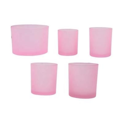 China Weddings Wholesale Custom Luxury Frosted Empty Rose Glass Jar Candle Holder for sale