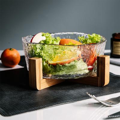 China Freshness Preservation Wholesale Glass Salad Bowl Large Mixing and Serving Dish Clear Glass Fruit Bowl for sale