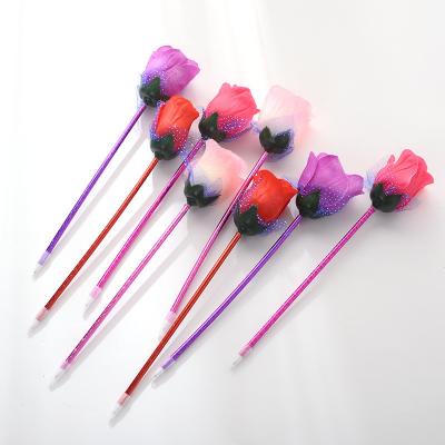 China Blue Ink Color Custom Plastic Rose Flower Ballpoint Pen for Office School Writing for sale