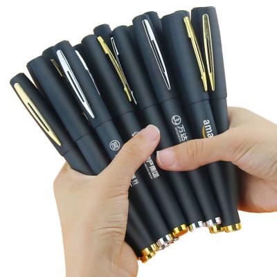 China Custom Logo Imprint Black Rubber Coated Plastic Gel Ink Pens for Stationery Promotion for sale