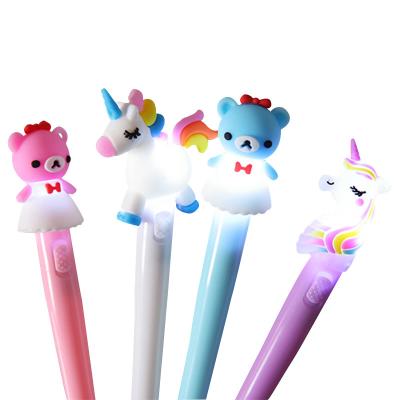 China 4pcs Set Heat Sensitive Erasable Ink Plastic Gel Light Pen for Trending Cartoon Bear for sale