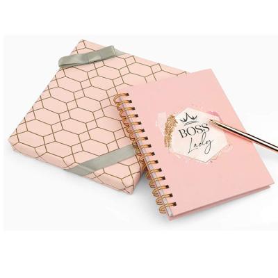 China Rose Gold Foil Notebook And Pen Gift Set For Girl Custom Luxury Office Stationery Set for sale