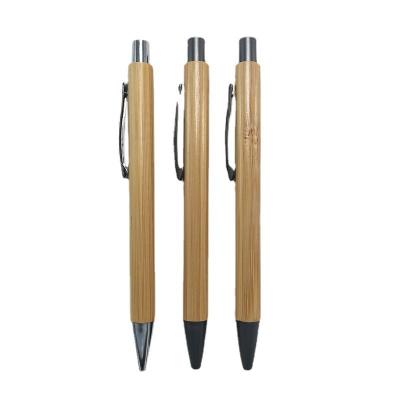 China Plastic Custom LOGO Recycled Bamboo Ball Pen Wood Ballpoint Pen Writing Width 0.5 mm for sale