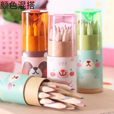 China Pencil 12 Colored Pencils With Topper Sharpener Tube Packing Colorful Wooden Pencil for sale