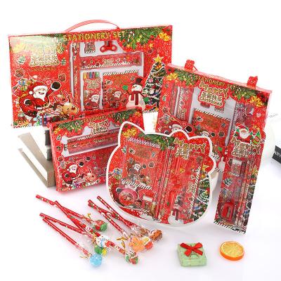 China Kinderen schoolbenodigdheden Kerst Cartoon Eraser Potlood Set met rode houten potloden Te koop