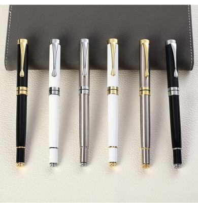 China Custom Logo Printing Black White Slim Metal Ball Point Pen for Customized Color Gift for sale