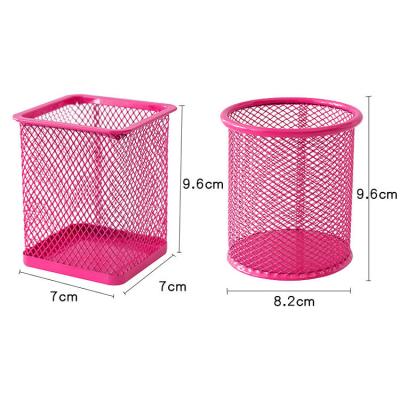 China 2022 Office Stand Cute Pen Container Desktop Personalized Metal Mesh Pen Holder in Green for sale