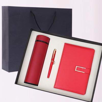 China Customized Business Gift Set Stainless Steel Vacuum Cup Pen Magnetic PU Leather Notebook for sale