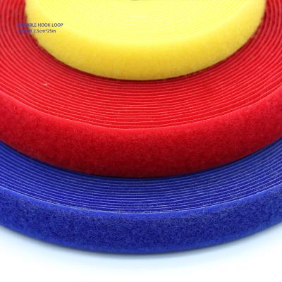 China Durable Colored Nylon Sew On Adhesive Hook And Loop Strap Fastener Tapes Hook Loop Strap for sale