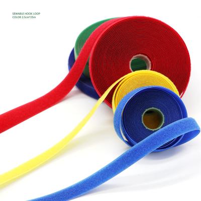 중국 1-10cm width color workable custom polyester sew on hook and loop tape sew for bag shoes garment curtain 판매용