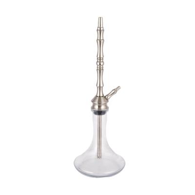 China Hookah Shisha Fashion Design High End Clear Glass Stainless Steel Metal Tube 68cm Hole Fancy Healthy Smoking Single Hookah Customized Silver Single Hookah for sale