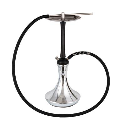 China Customized Silver Opaque Hookah Vessel Pom+Stainless Steel+Aluminum Two-hole Fancy Healthy Smoking Hookah 56cm for sale