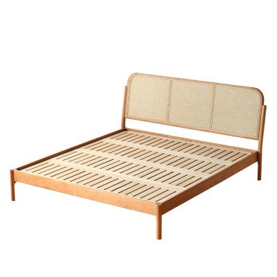 China Modern Home Bedroom Cherry Wood Bed Set Furniture Long Backrest Storage China Factory Wholesale for sale