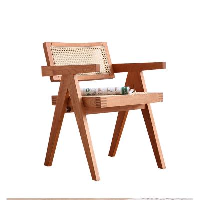 China Nordic Outdoor Wooden Rattan Chair Living Room Garden Style Solid Wood Single Chair for sale