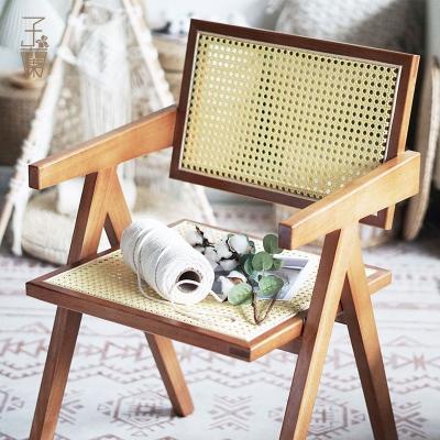 China Nordic simple rattan chair furniture environmental protection varnish design solid wood balcony chair for sale