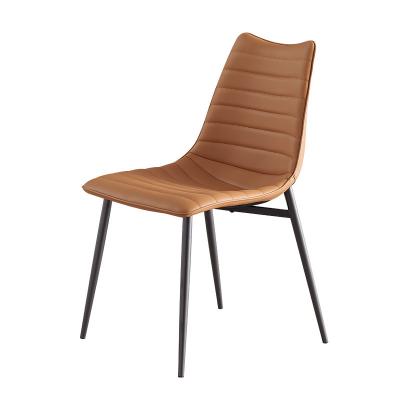 China Contracted And Comfortable European Style Minimalist Leather Dining Chair Metal Chair for sale