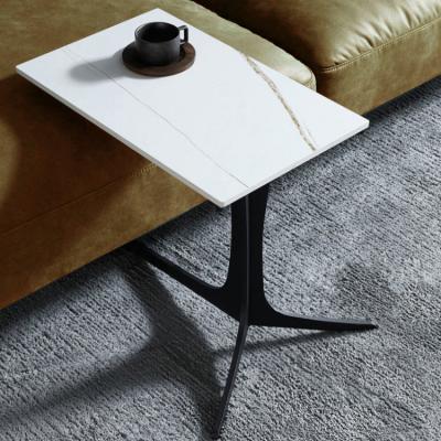 China Customizable contemporary home chipped tables stone top black metal side tables living room table decor marble top square table for sale