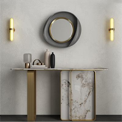 China Other Designer Furniture Home Decor Popular Black Gray Stone Stainless Steel Luxury Modern Console Table for sale