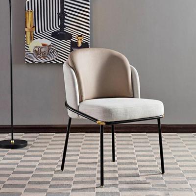 China Modern Minimalist Style Modern Dining Room Furniture Set Black And Gold Metal Legs Fabric Upholstered Dining Chair for sale