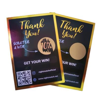 China paper & Cardboard Custom Promotional Thank You Greeting Gold Stamping Lottery Tickets Line Off Cards for sale