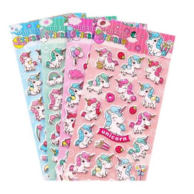 China Custom Magic Unicorn Cartoon Puffy Bubble Sticker Sheets for sale